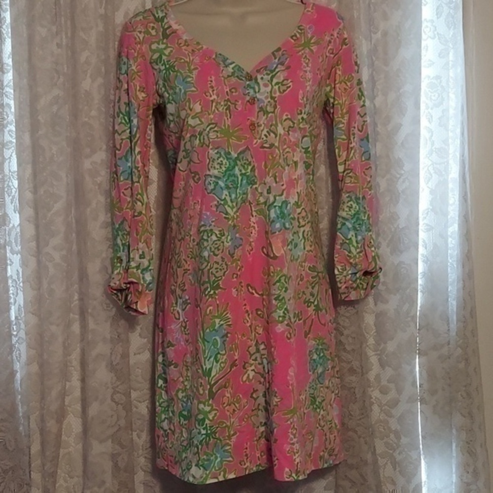 Lilly Pulitzer Pink Floral Dress Size XS Preloved